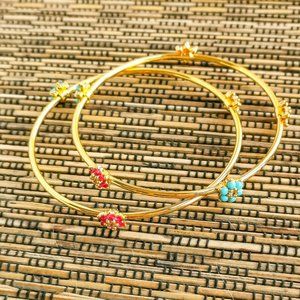 Kate Spade Myosotis Flower Bangle Set Gold